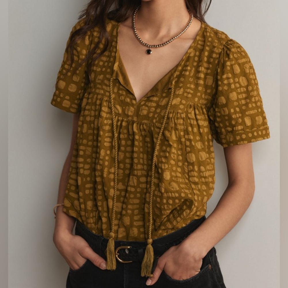 Anthropology Porridge Short-Sleeve Textured Swing Top Women’s L